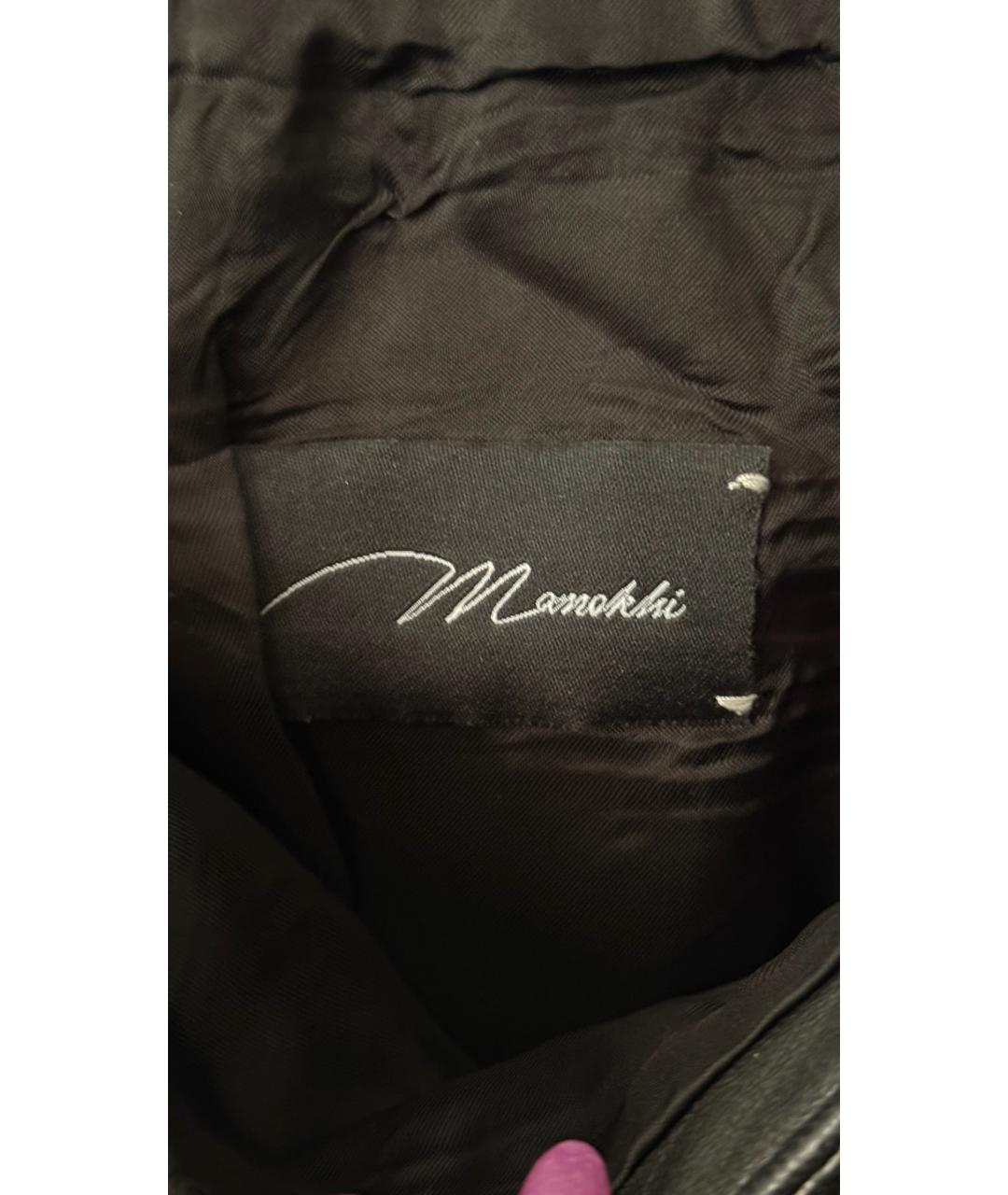 MANOKHI Хаки кожаная юбка мини, фото 3