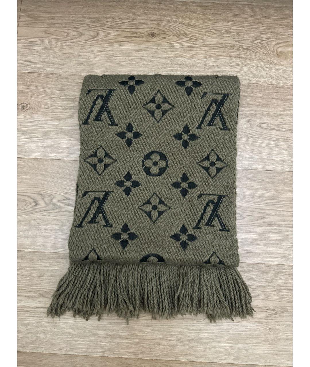 LOUIS VUITTON Коричневый шерстяной шарф, фото 7