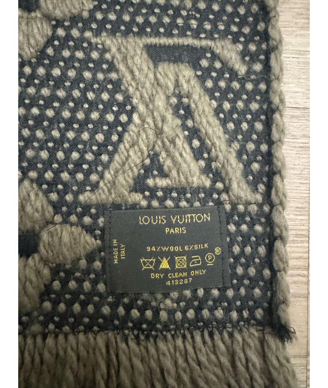 LOUIS VUITTON Коричневый шерстяной шарф, фото 6