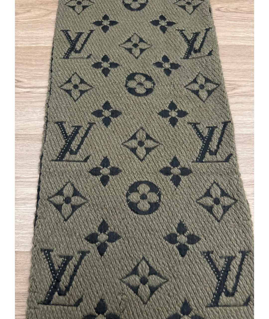 LOUIS VUITTON Коричневый шерстяной шарф, фото 4