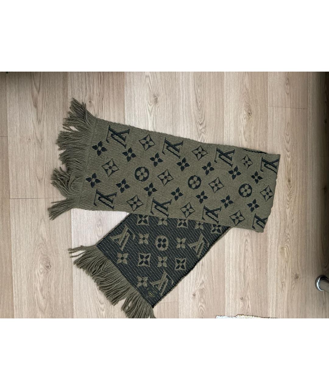 LOUIS VUITTON Коричневый шерстяной шарф, фото 5