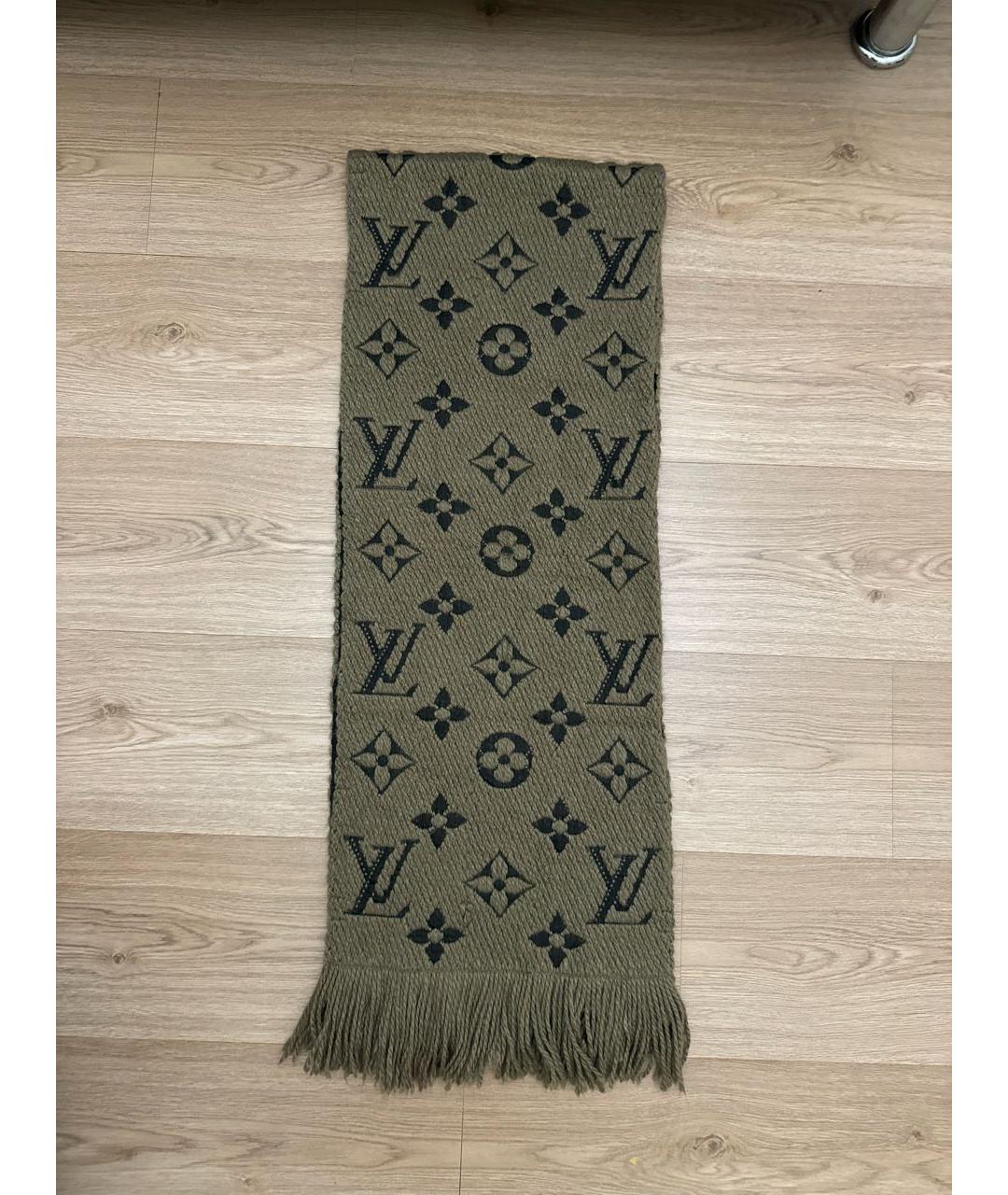 LOUIS VUITTON Коричневый шерстяной шарф, фото 2