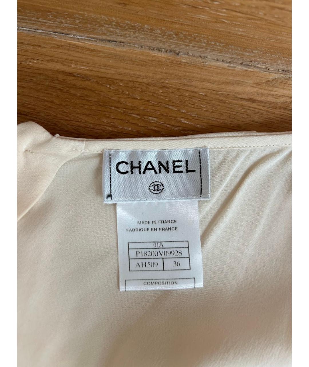 CHANEL Бежевая шелковая блузы, фото 3