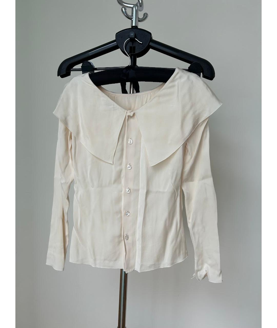 CHANEL Бежевая шелковая блузы, фото 5