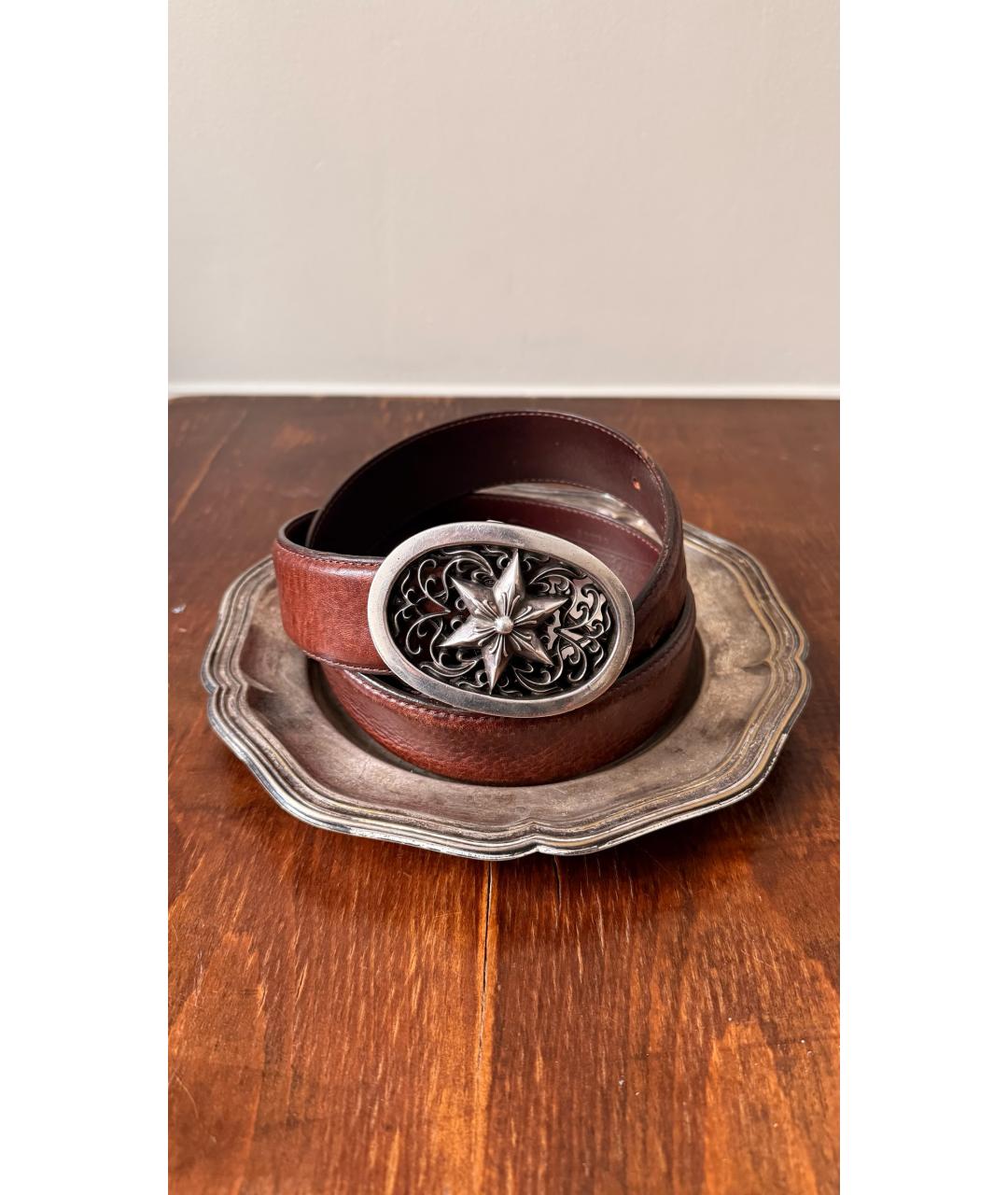 CHROME HEARTS Коричневый кожаный ремень, фото 6