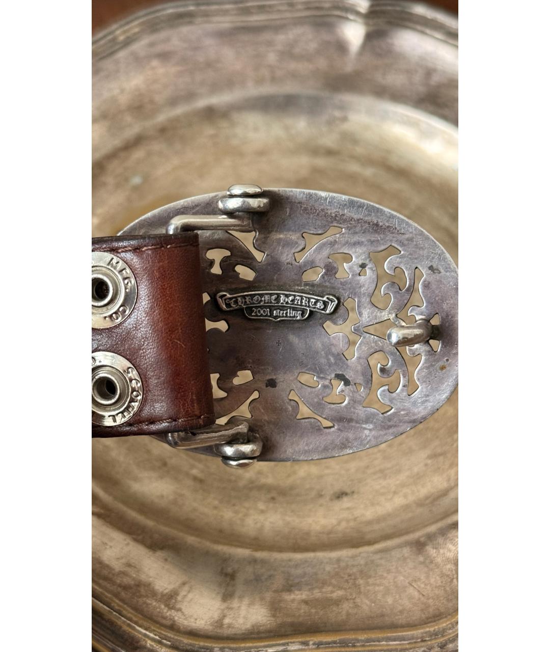 CHROME HEARTS Коричневый кожаный ремень, фото 4