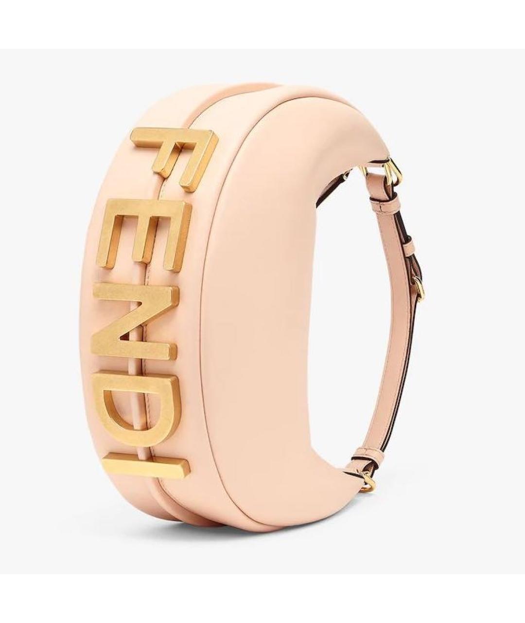 FENDI Бежевая кожаная сумка с короткими ручками, фото 2