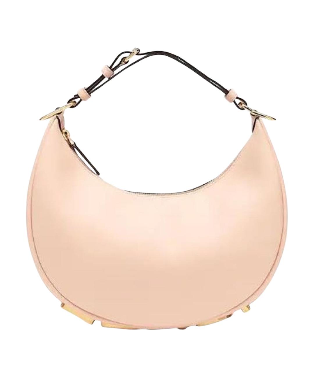 FENDI Бежевая кожаная сумка с короткими ручками, фото 1