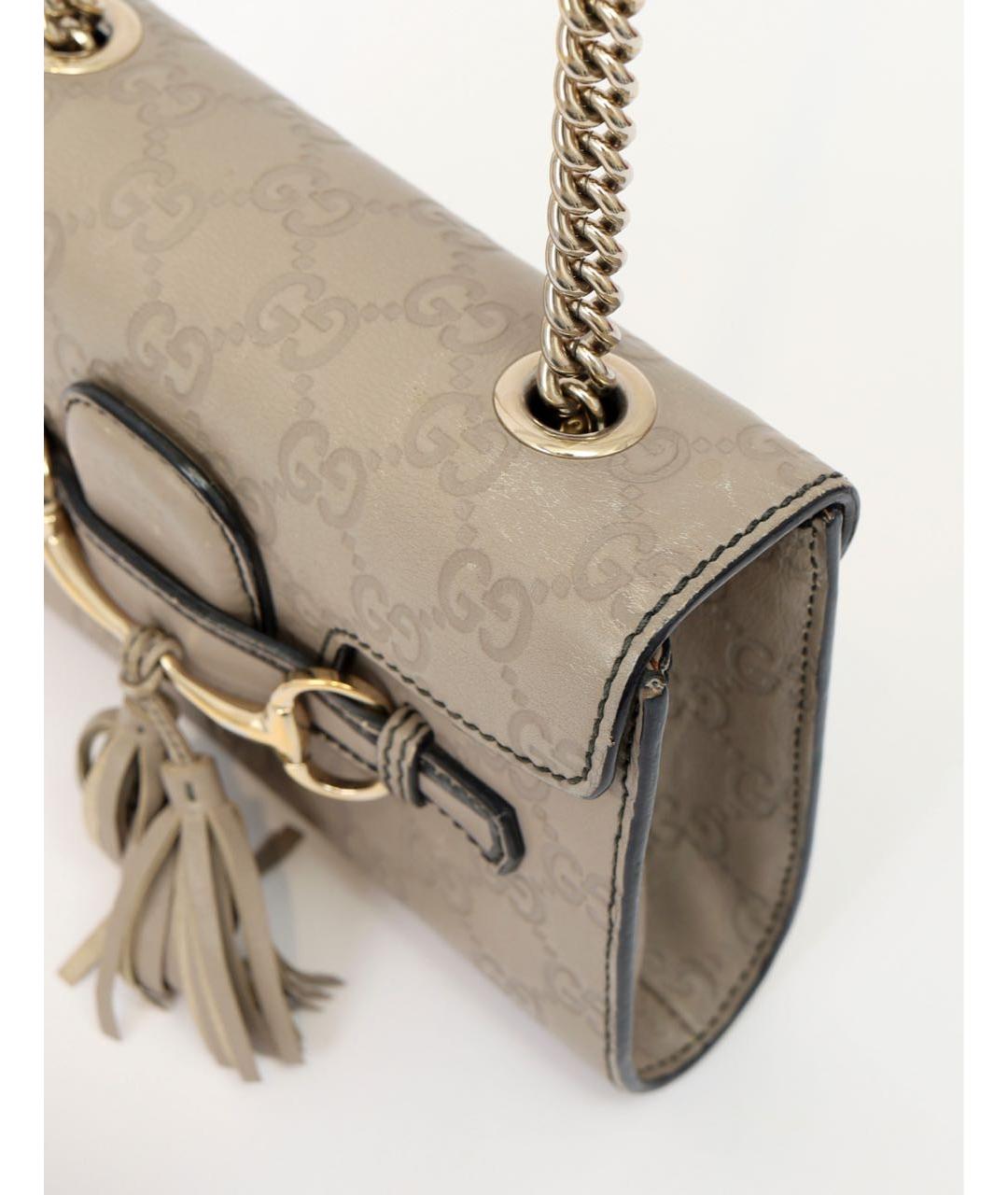 GUCCI Бежевая кожаная сумка через плечо, фото 8