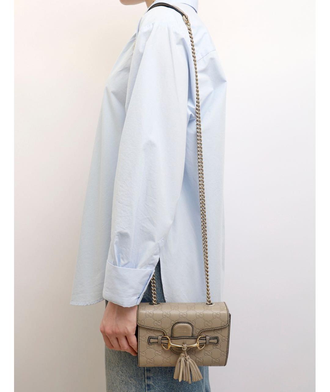 GUCCI Бежевая кожаная сумка через плечо, фото 2