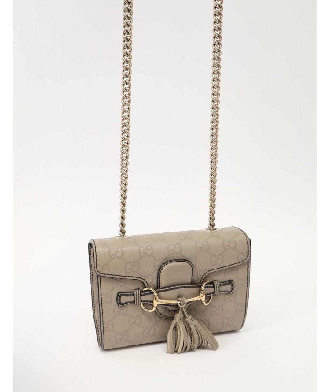 GUCCI Бежевая кожаная сумка через плечо, фото 5