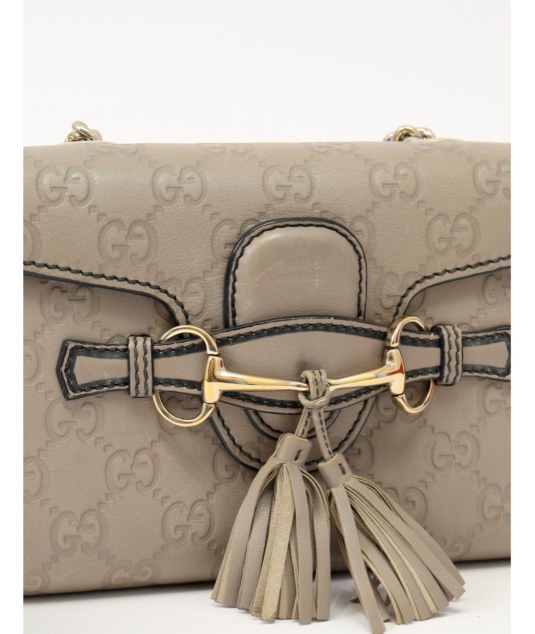 GUCCI Бежевая кожаная сумка через плечо, фото 6