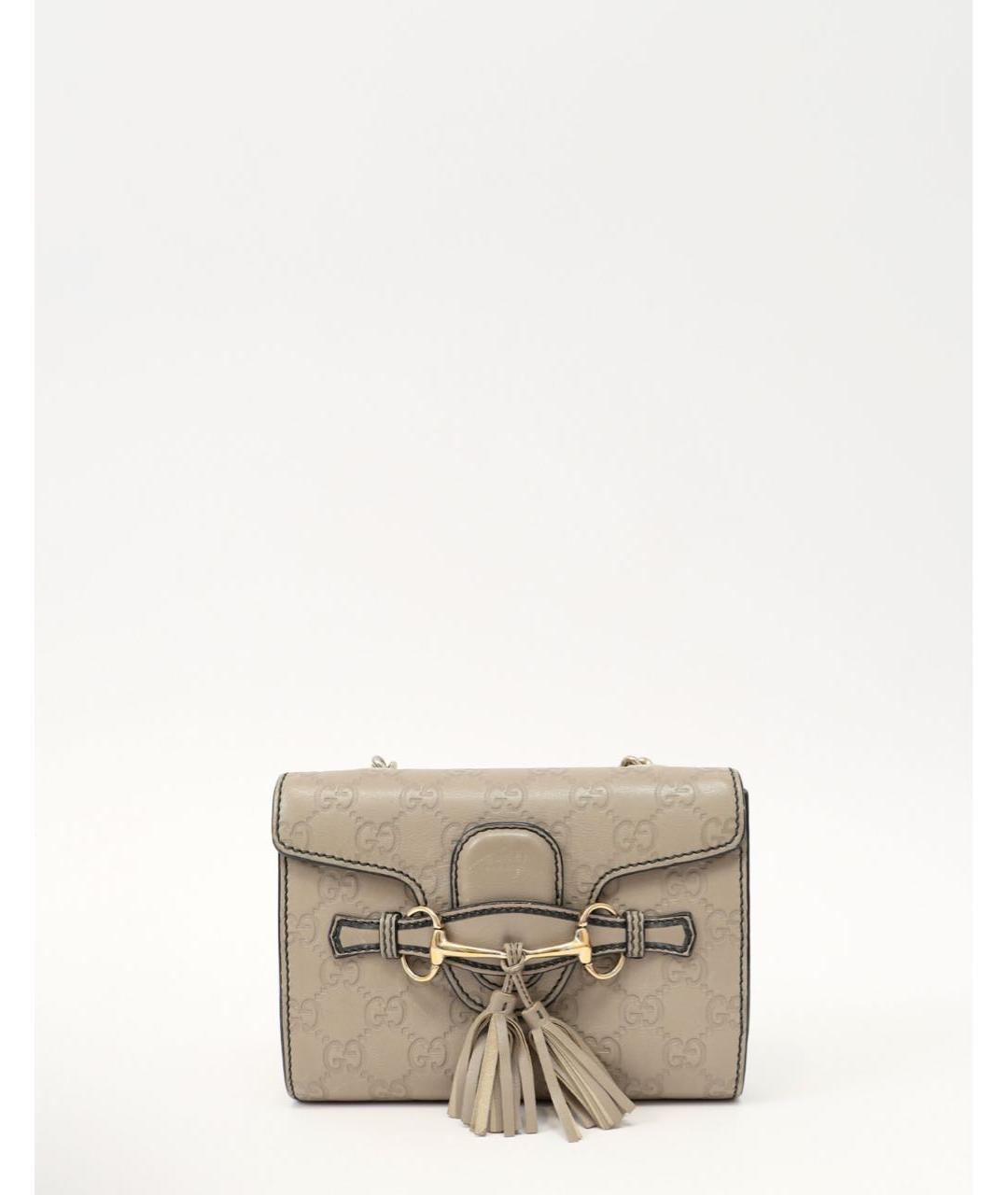 GUCCI Бежевая кожаная сумка через плечо, фото 9