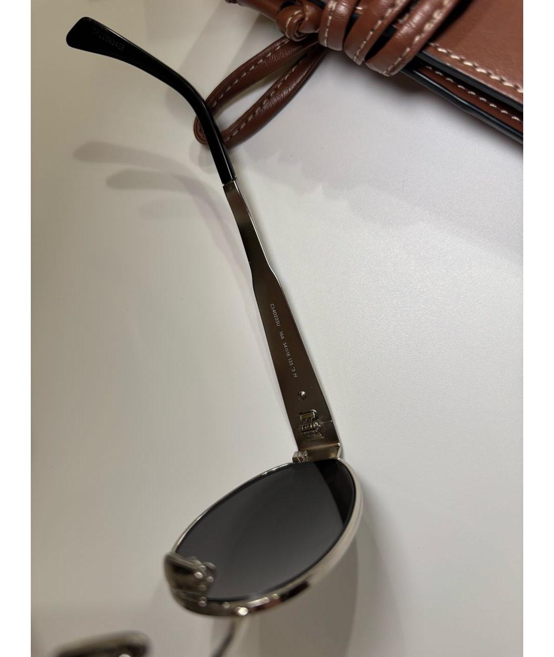 CELINE Серебряные металлические солнцезащитные очки, фото 3