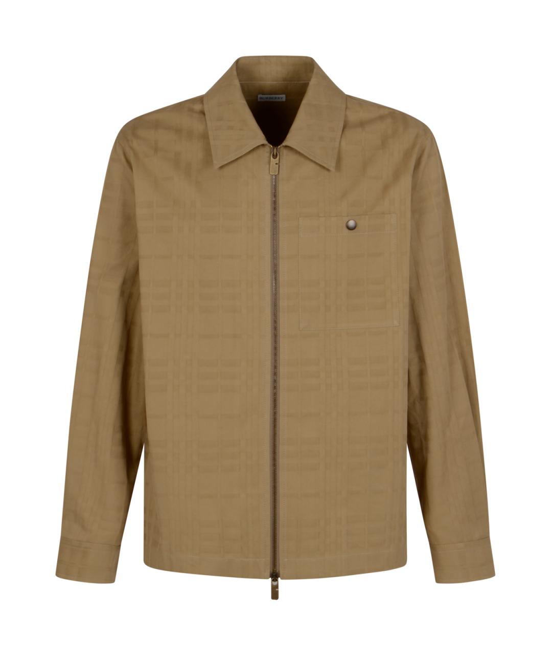BURBERRY Бежевая хлопковая классическая рубашка, фото 1