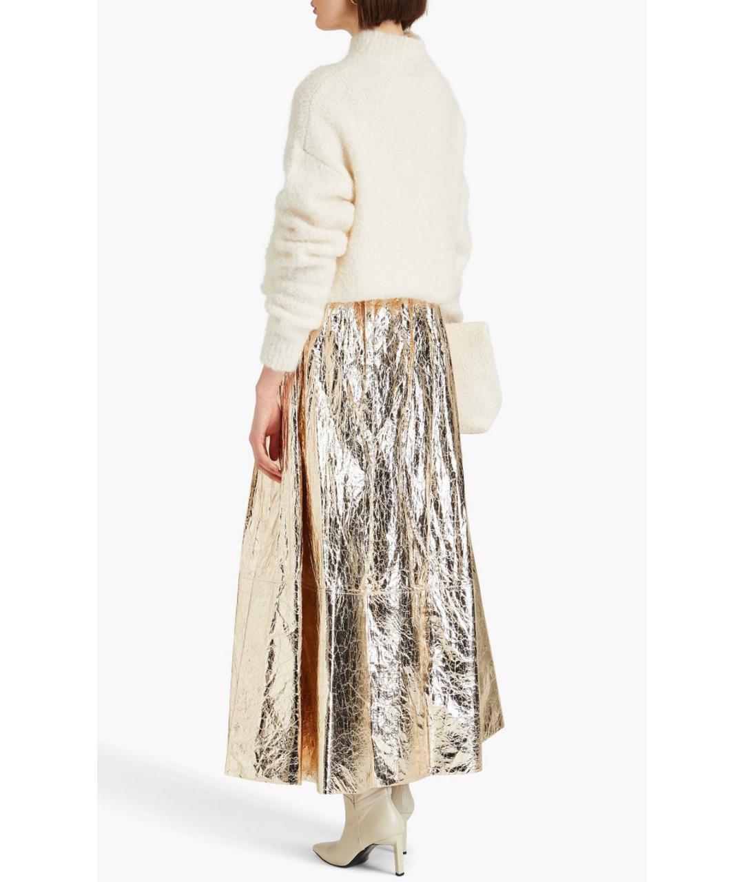 ZIMMERMANN Золотая полиуретановая юбка миди, фото 3