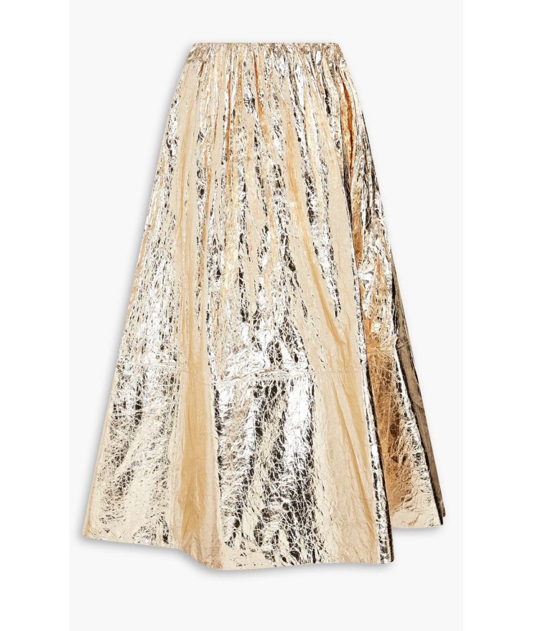 ZIMMERMANN Золотая полиуретановая юбка миди, фото 4