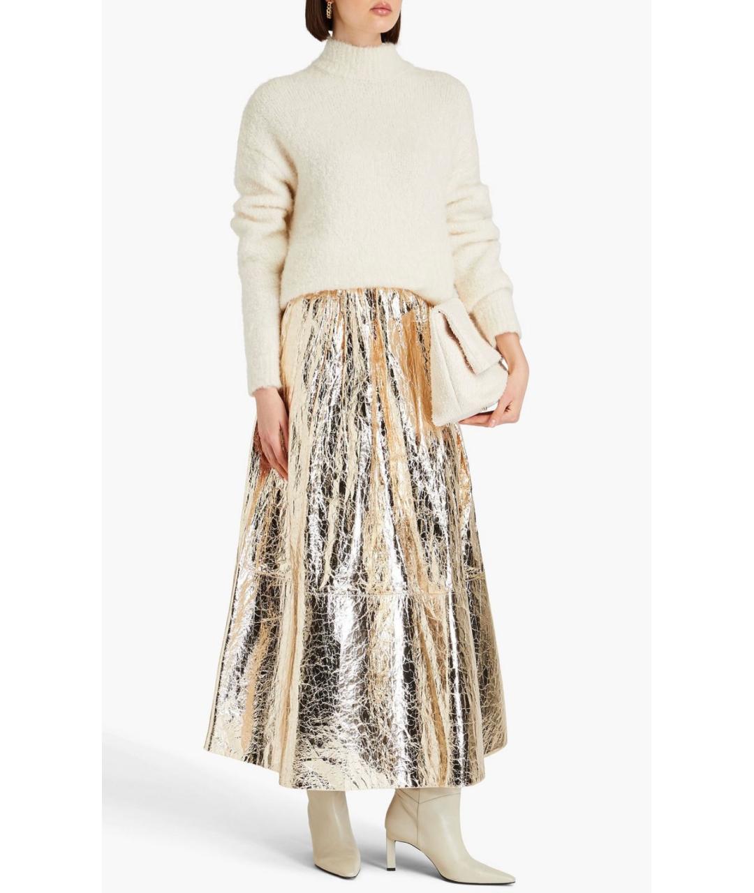 ZIMMERMANN Золотая полиуретановая юбка миди, фото 2