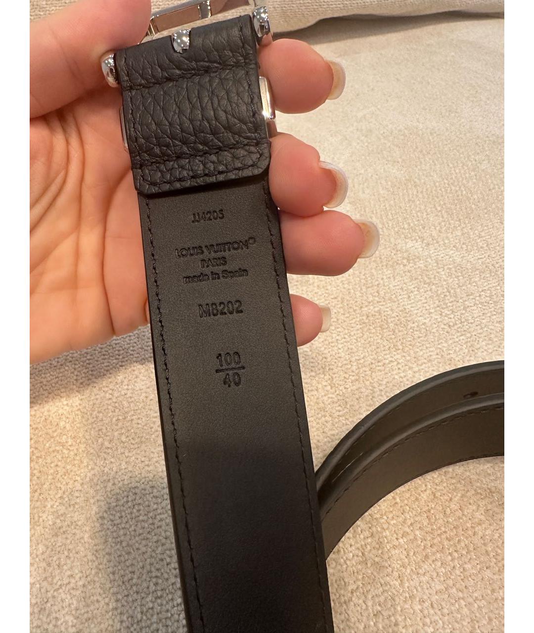 LOUIS VUITTON Черный кожаный ремень, фото 3