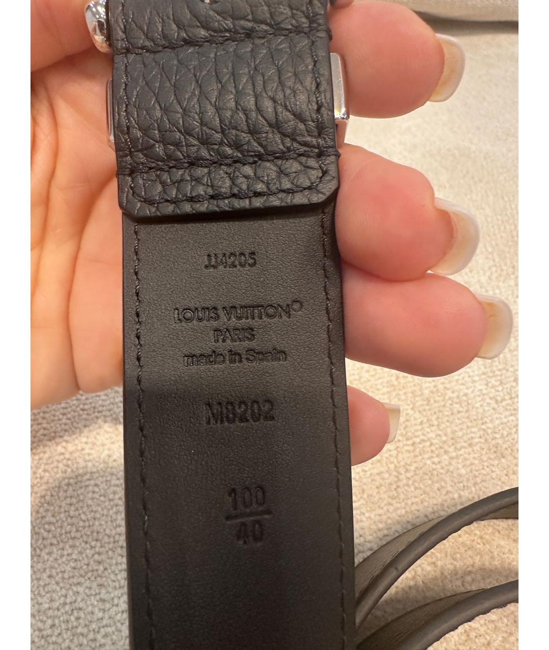 LOUIS VUITTON Черный кожаный ремень, фото 2