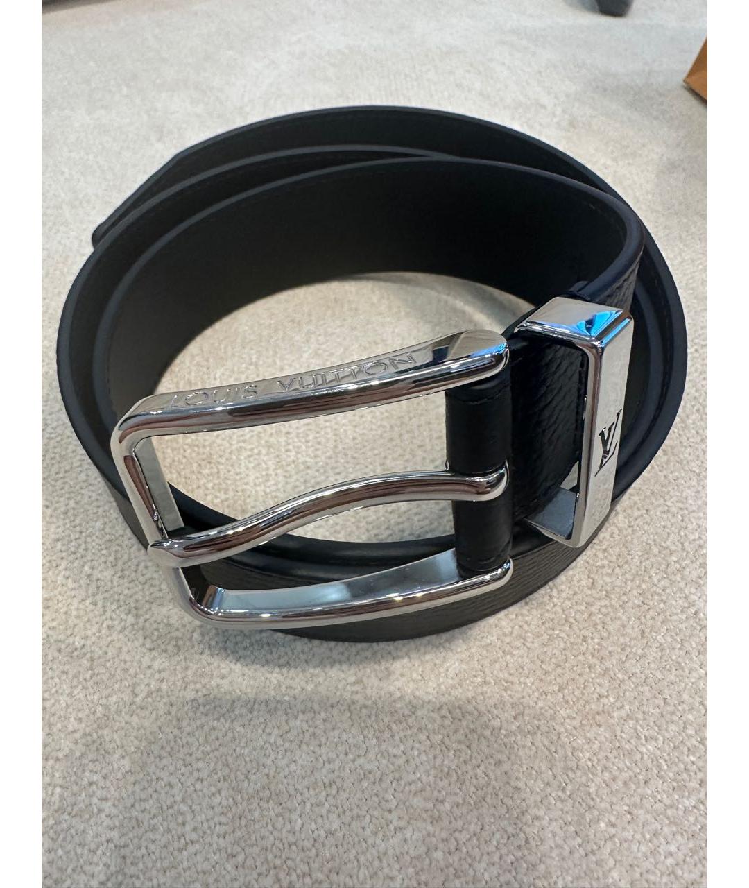 LOUIS VUITTON Черный кожаный ремень, фото 6