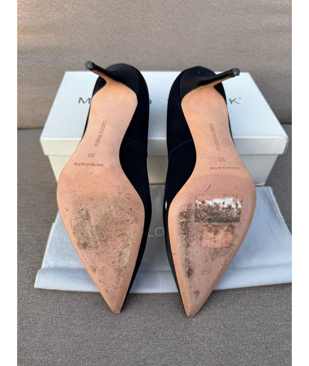 MANOLO BLAHNIK Черные текстильные туфли, фото 7