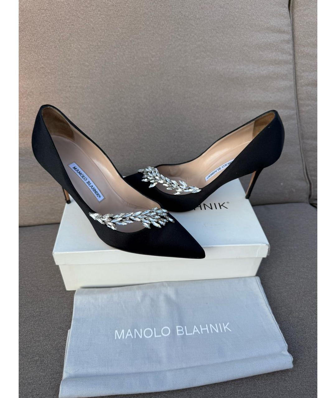 MANOLO BLAHNIK Черные текстильные туфли, фото 5