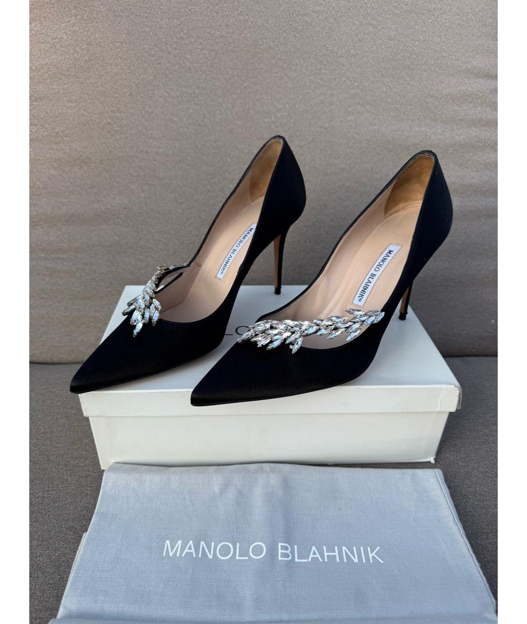 MANOLO BLAHNIK Черные текстильные туфли, фото 2