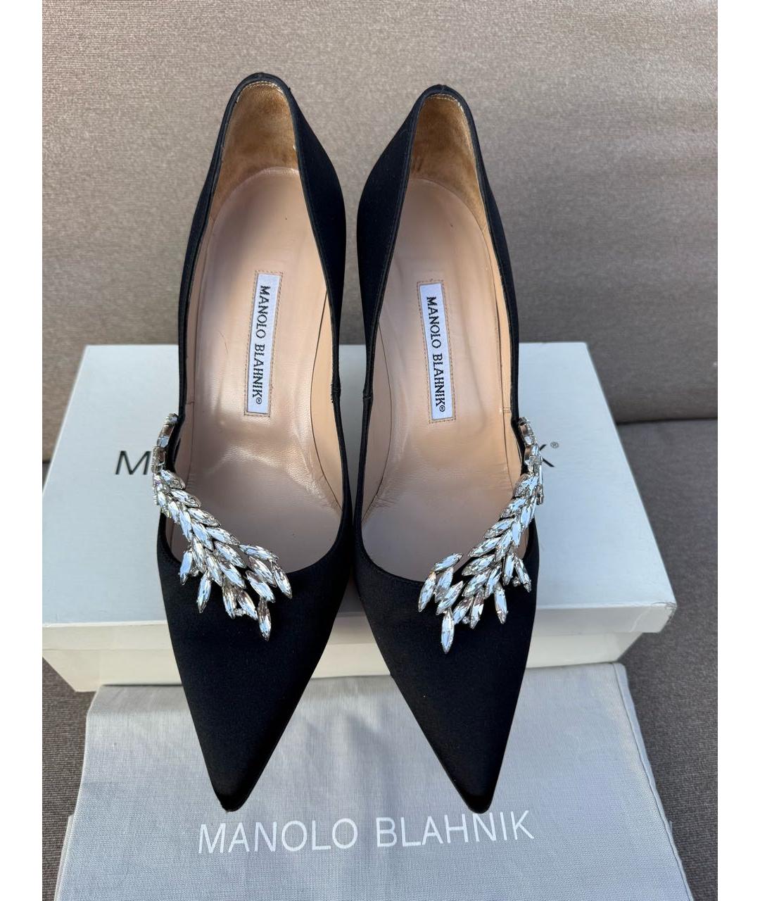 MANOLO BLAHNIK Черные текстильные туфли, фото 3