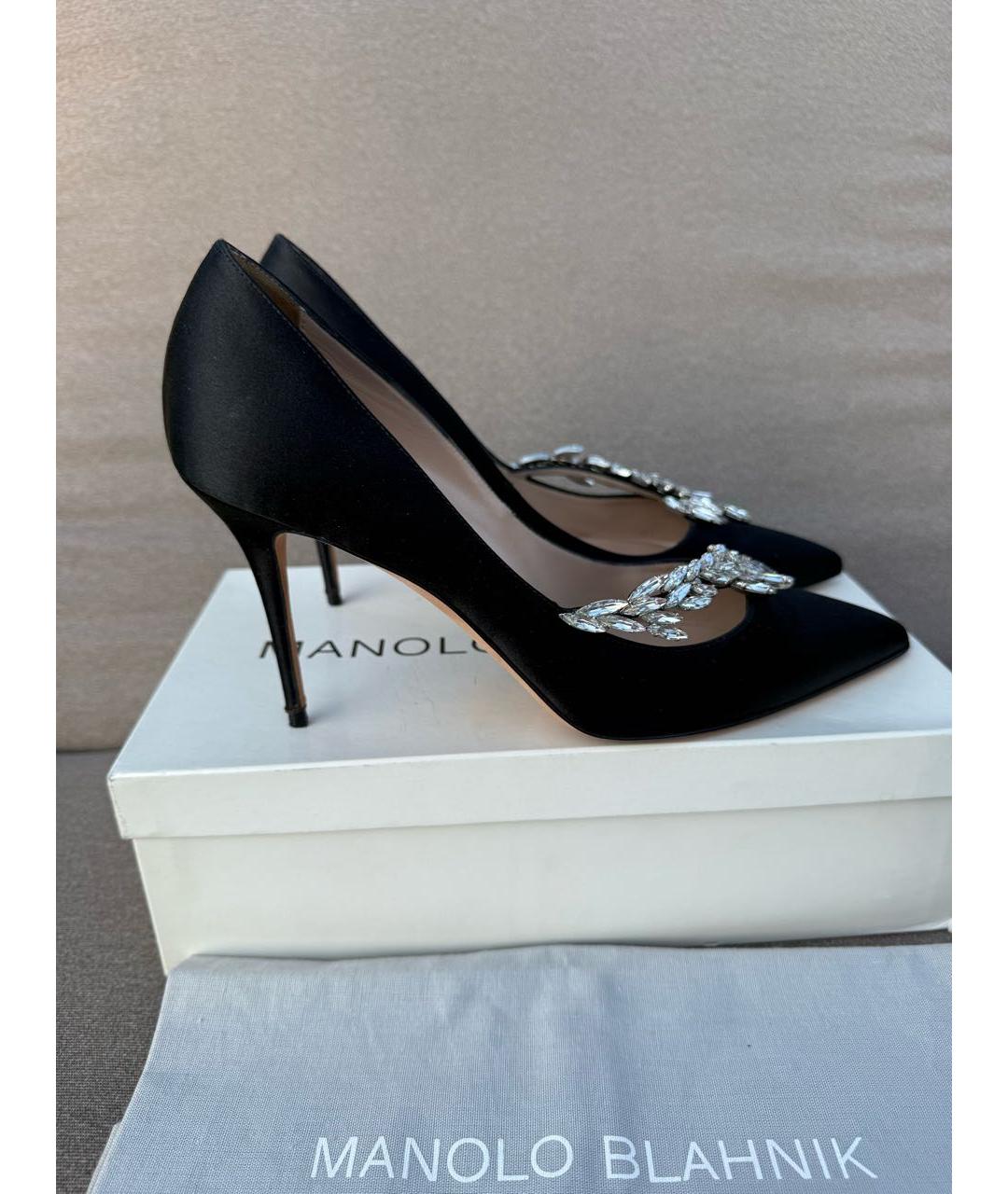 MANOLO BLAHNIK Черные текстильные туфли, фото 6