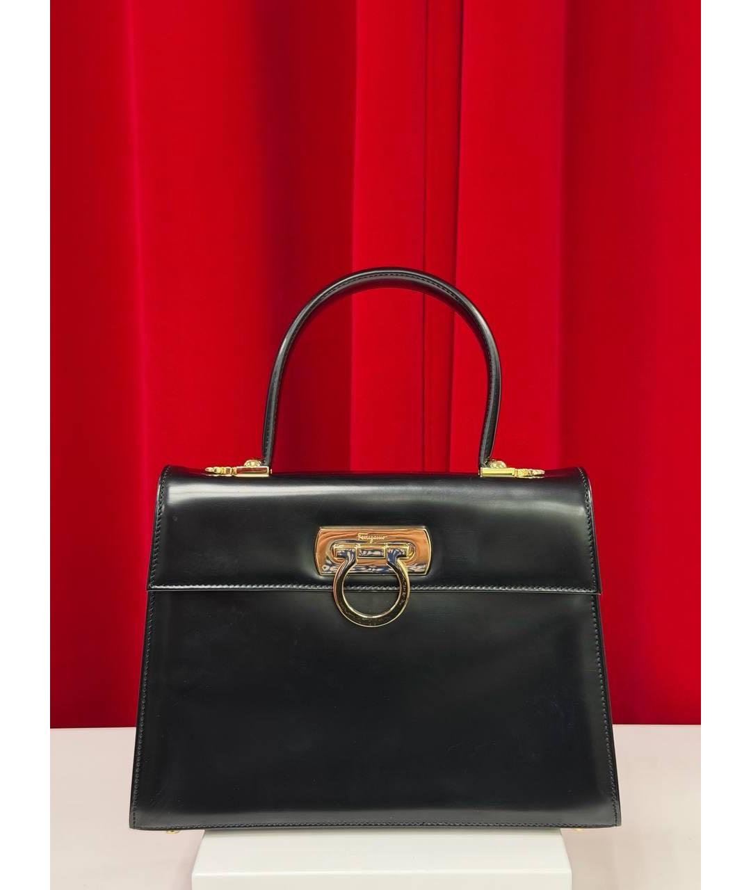 FERRAGAMO Черная кожаная сумка с короткими ручками, фото 7