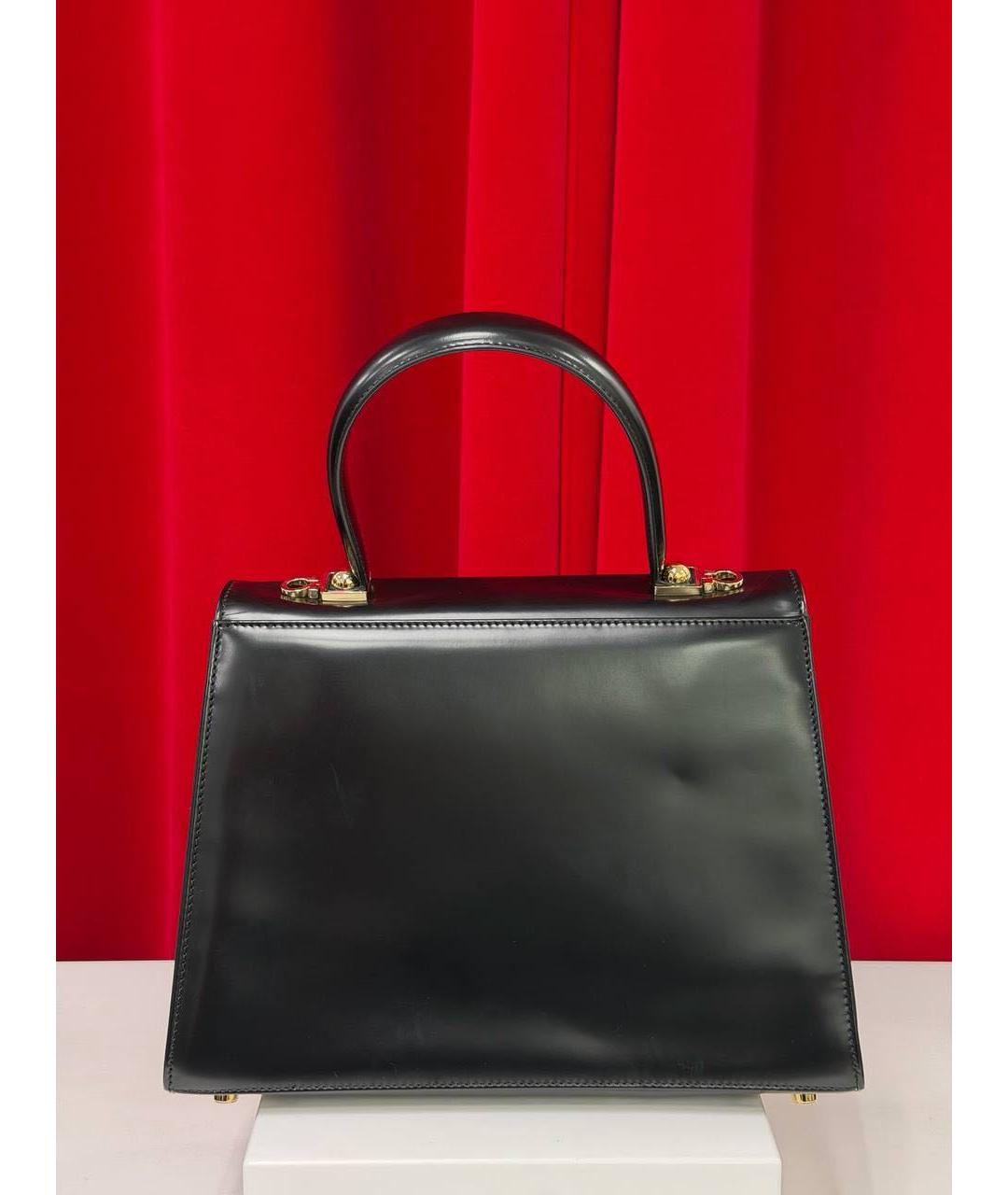 FERRAGAMO Черная кожаная сумка с короткими ручками, фото 8