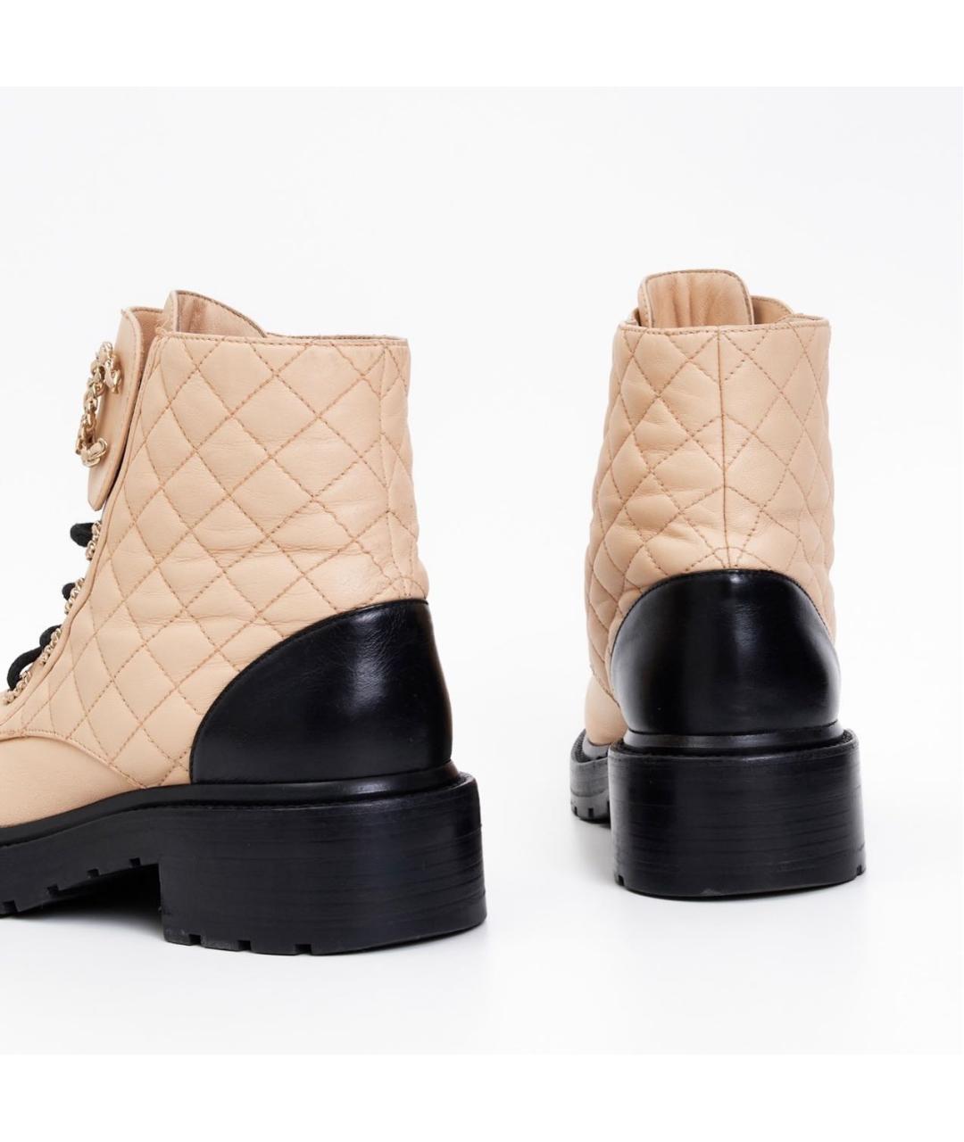 CHANEL Бежевые кожаные ботинки, фото 4
