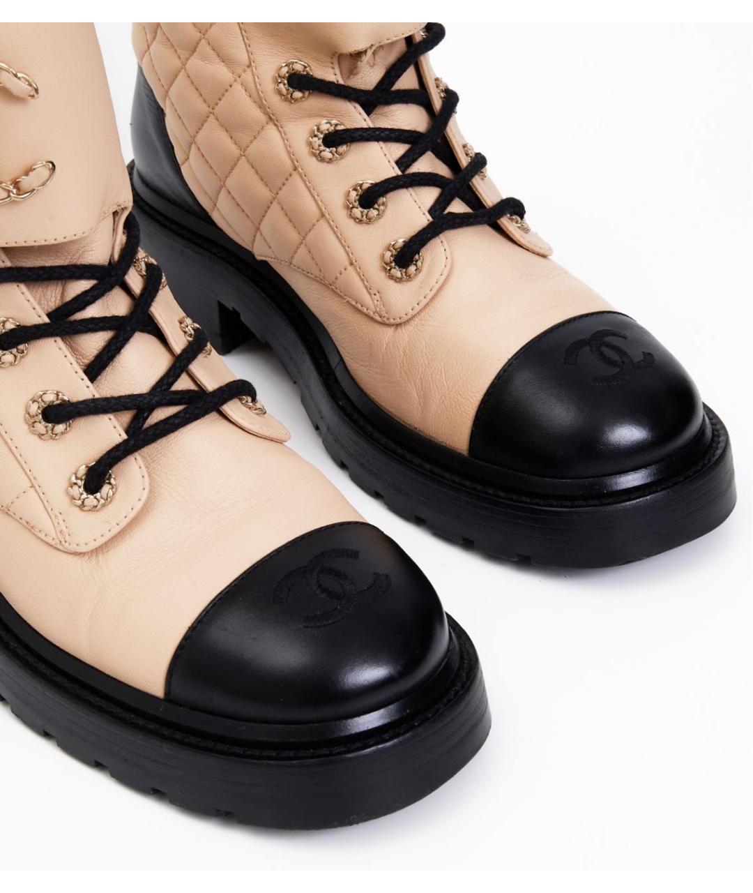 CHANEL Бежевые кожаные ботинки, фото 2