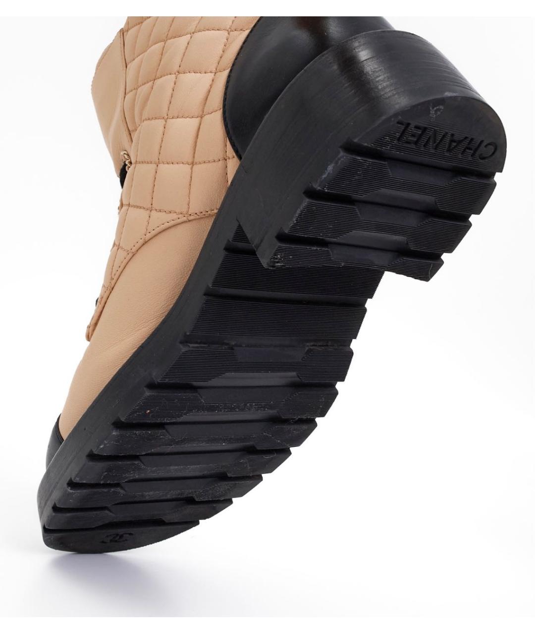 CHANEL Бежевые кожаные ботинки, фото 6