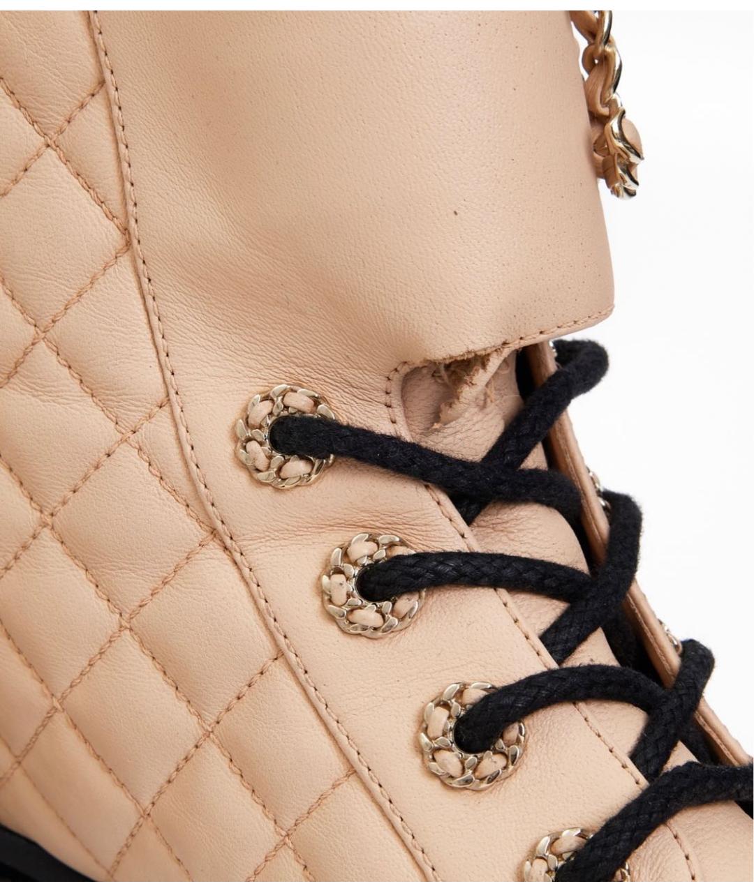 CHANEL Бежевые кожаные ботинки, фото 7