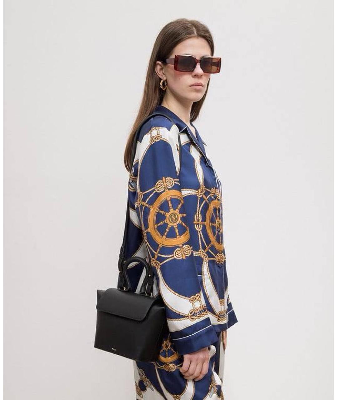 BALLY Черная кожаная сумка с короткими ручками, фото 4