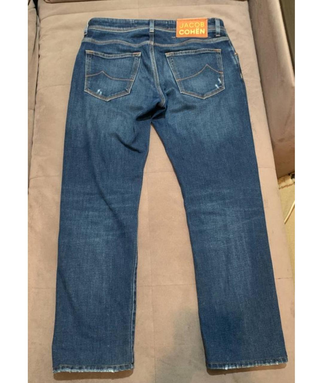 JACOB COHEN Синие хлопковые прямые джинсы, фото 2