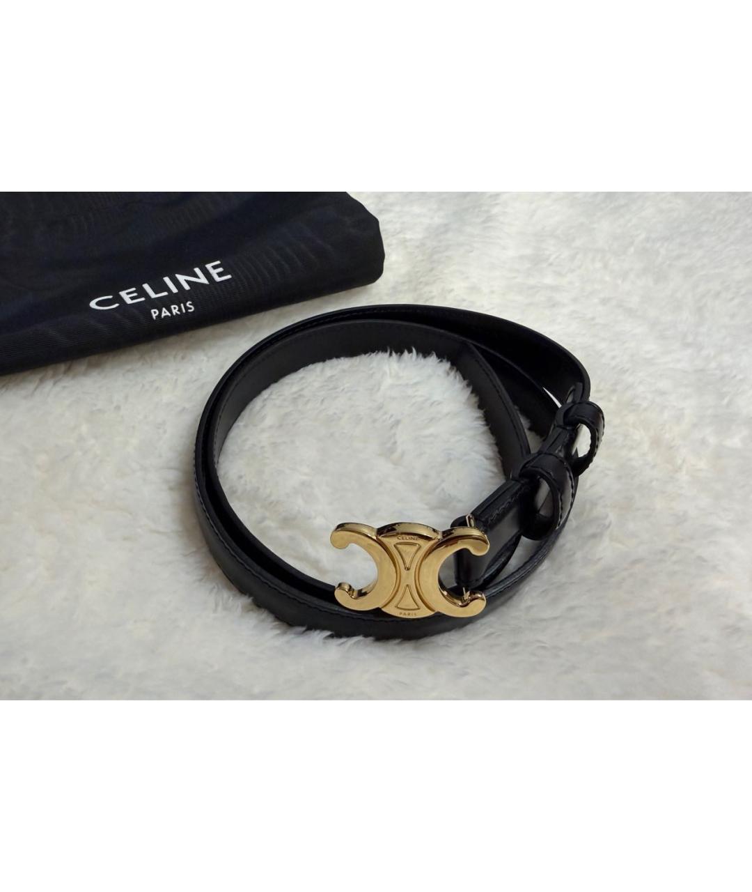 CELINE Черный кожаный ремень, фото 2