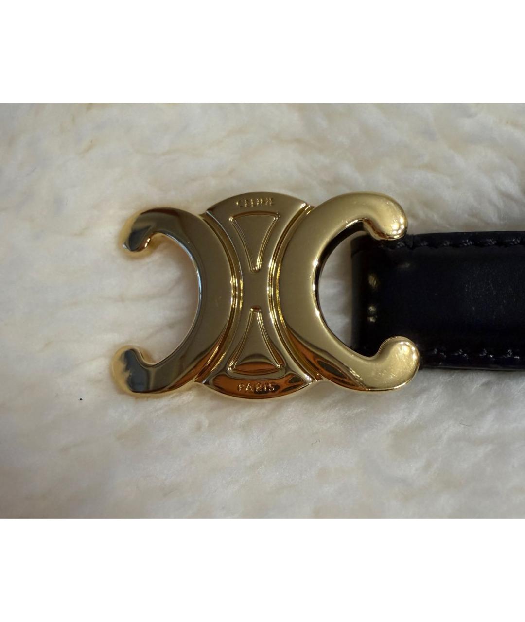 CELINE Черный кожаный ремень, фото 3