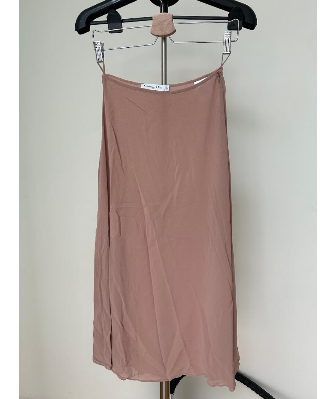 CHRISTIAN DIOR Бежевая кружевная юбка миди, фото 4