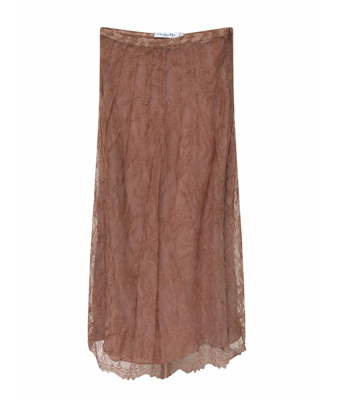 CHRISTIAN DIOR Бежевая кружевная юбка миди, фото 1