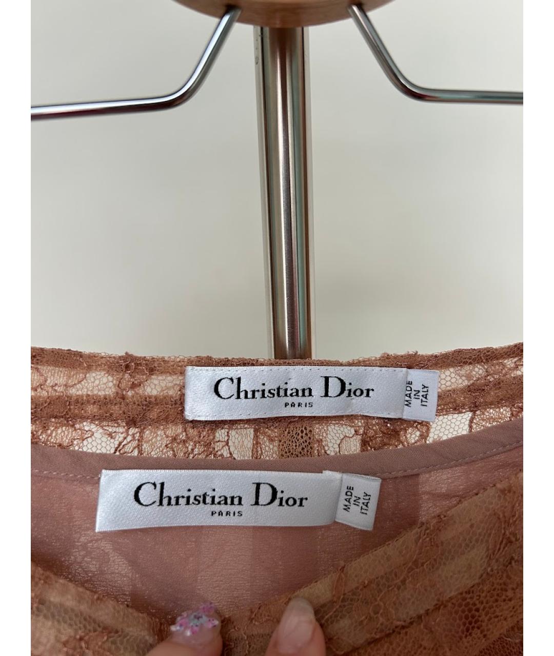 CHRISTIAN DIOR Бежевая кружевная юбка миди, фото 2