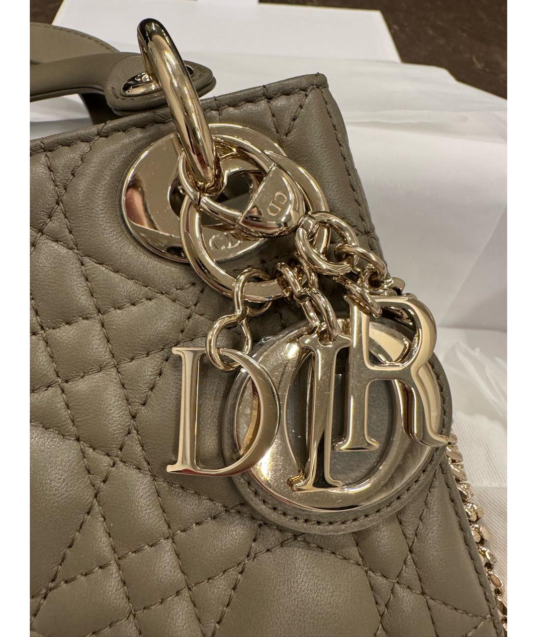 CHRISTIAN DIOR Хаки кожаная сумка с короткими ручками, фото 2