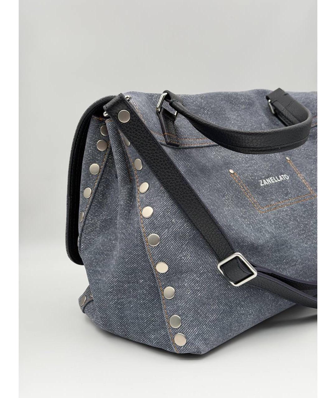 ZANELLATO Синяя тканевая сумка с короткими ручками, фото 4