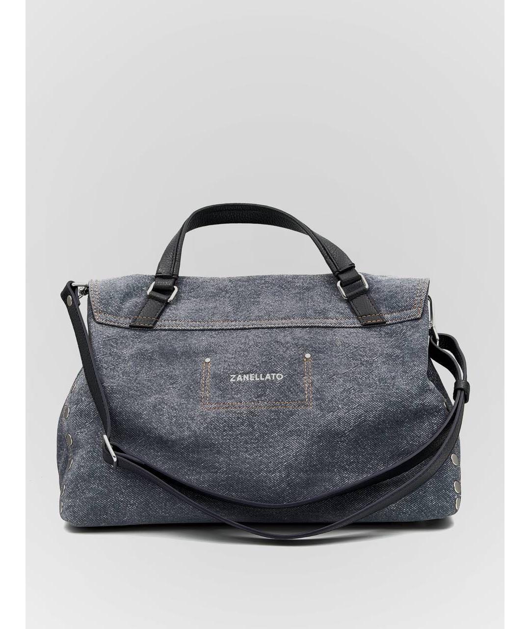 ZANELLATO Синяя тканевая сумка с короткими ручками, фото 2