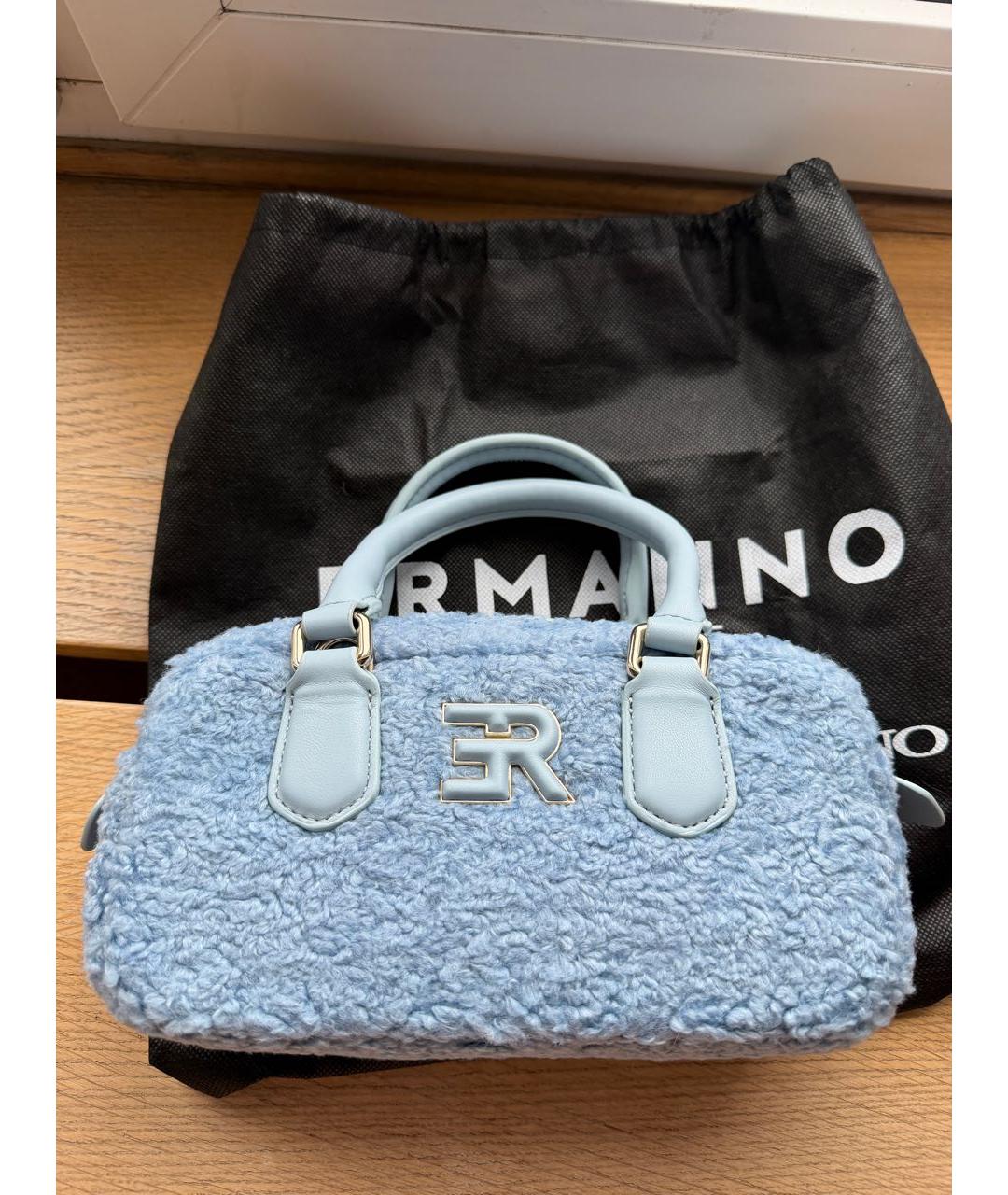 ERMANNO FIRENZE Голубая синтетическая сумка с короткими ручками, фото 2