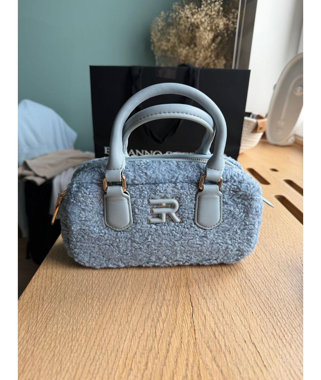ERMANNO FIRENZE Голубая синтетическая сумка с короткими ручками, фото 5