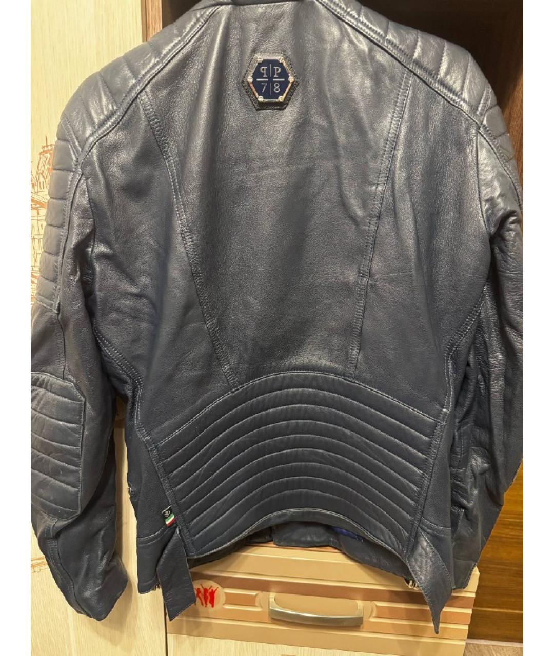 PHILIPP PLEIN Черная кожаная куртка, фото 2