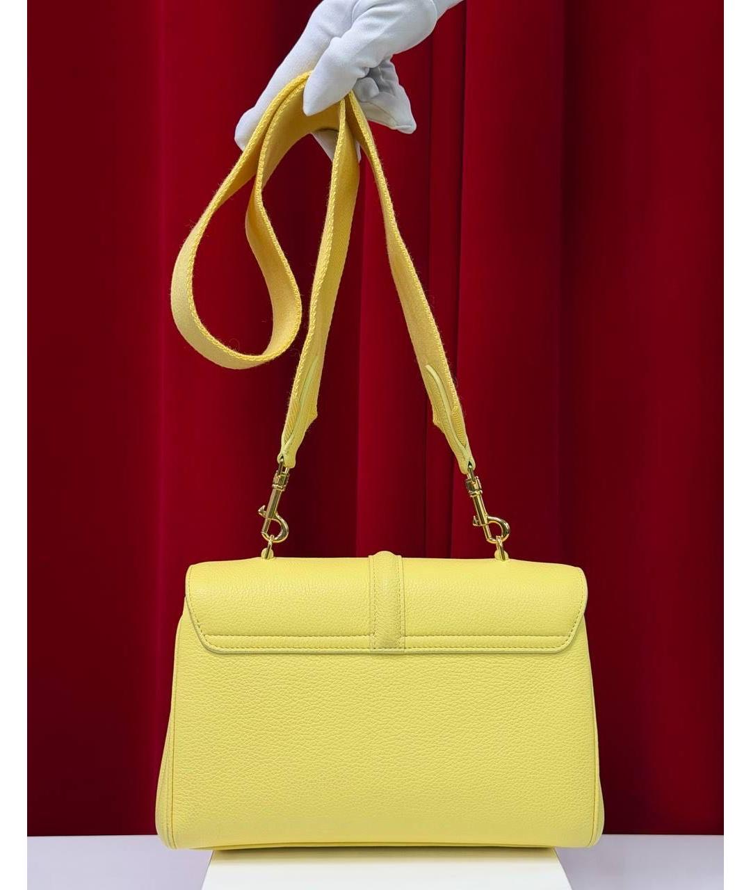 CELINE Желтая кожаная сумка через плечо, фото 6